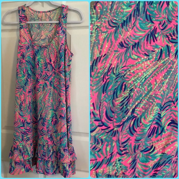 New Lilly‎ Pulitzer tank top ruffle dress pink S summer beach Cover Up Bikini